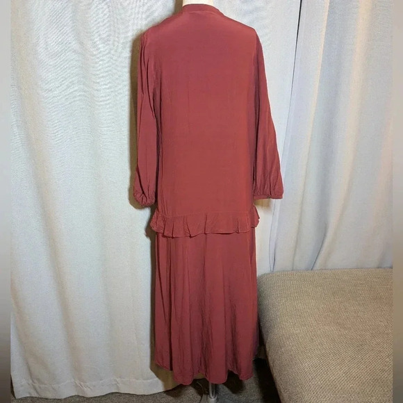 TOAST UK Red Dress Midi Maxi Ruffle Long Sleeve Size UK 6 US 2 Long Sleeve - Picture 4 of 11
